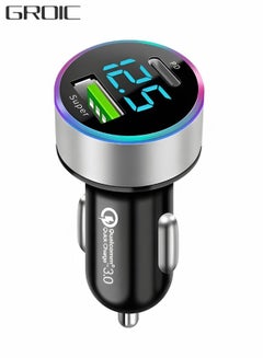 Buy USB C Car Charger, PD 20W & Fast USB 66W QC3.0 Port Car Charger Adapter, Dual Port Super Fast Charging with LED Display, Compatible with iPhone, Samsung, iPad in UAE