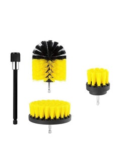 اشتري Drill Brush Attachment Set 4Pcs Power Scrubber Electric Drill Cleaning Brush Kit with Extend Long Attachment Microfiber Towel Yellow في الامارات