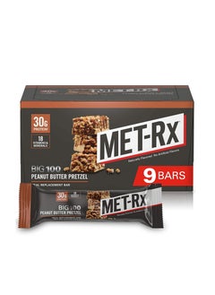 Buy MET-Rx Big 100 Meal Replacement Protein Bar Peanut Butter Pretzel Pack of 9 in UAE