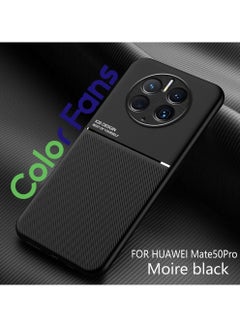 اشتري Mobile Phone Case for Huawei Mate 50 Pro 6.74 inch Magnetic Cover Moire Black في السعودية