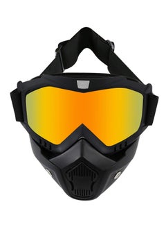 اشتري Golden Motorcycle Helmet Protective Face Mask Shield  Riding Goggles في السعودية