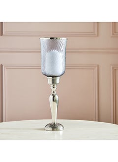 اشتري Suave Textured Hurricane Glass with Nickel Metal Base 16.5 x 53 x 16.5 cm في السعودية