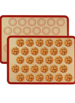 اشتري Silicone Baking Mats 2 Pack Non Stick and Reusable Oven Silicon Baking Sheet Mat Heat Resistant Cooking Bakeware Mat for Making Macarons Pastry Pizza Bread Red في السعودية