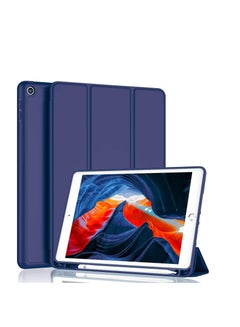 Buy Smart Case for iPad 7/8/9 Generation 10.2 inch (2019/2020/2021) Pencil Holder, PU Lather, Trifold Stand, Auto Wake/Sleep, Soft TPU Back Case Cover - Navy Blue in Egypt