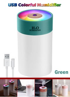 Buy H₂O Humidifiers for Bedroom, Cool Mist Humidifier for bedroom, USB Portable Desk Humidifier with Colorful lights , Quiet Ultrasonic Humidifier for Travel & home & Office & Car... (Color Green) in UAE