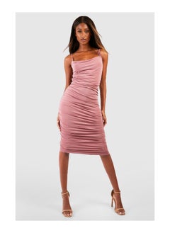 اشتري Double Slinky Strappy Ruched Midi Dress في الامارات