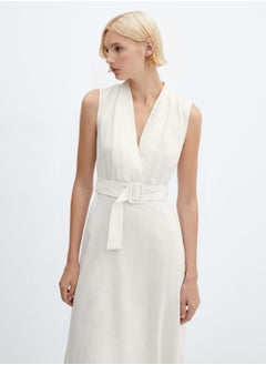 Buy Surplice Neck Belted Dress in UAE