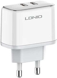 اشتري LDNIO A2528C Super Fast Charging 35W With Dual PD Charger With Type-C To Type-C Cable - White في مصر