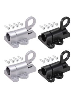 اشتري 4 Pcs Spring Latch Bolt,Automatic Latch Lock,Spring Lock Automatic Spring Latch,Pull Ring Door Bolt with Screws,Suitable for Windows Wooden Doors,Courtyard Doors,Cabinet Doors(Black and Silver Gray) في الامارات