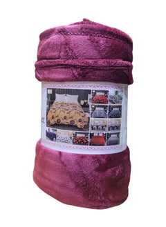 اشتري Fleece Blanket 200x240 Cm Double Soft Fluffy Blanket Warm For Sofa And Bed Easy To Carry Maroon Color في الامارات