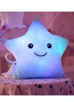 Buy Twinkle Star Glowing LED Night Light Plush Cushions Luminous Led Star Pillow Blue in UAE