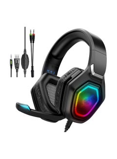 Buy Gaming Headset Wired 7.1 mm Gaming Headset For Mobile/ PS4/ PS5/X-BOX ONE/PC/,Clear Surrounding  Sound,Noise Cancelling Mic With RGB Lights in UAE