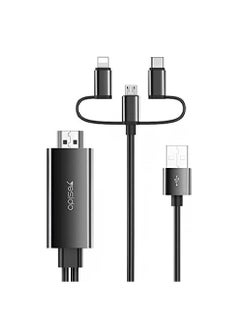 Buy 3in1 HDMI Cable for Lightning, Micro & Type-C Devices (Black) in UAE