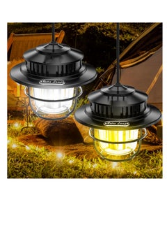 Buy Camping Lantern Rechargeable, 4 Modes Infinitely Dimmable Light，Hanging Retro Light, Battery Powered IPX4 Waterproof Portable Outdoor Tent Electric Lamp - 2 Pack in Saudi Arabia