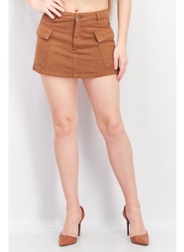 Buy Women Side Pocket Mini Skirts, Brown in UAE