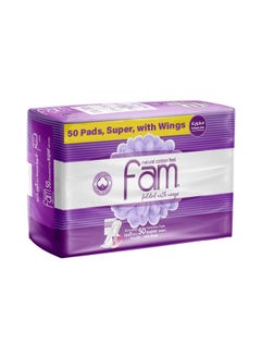 Buy Natural Cotton Feel Feminine Napkin Pads Classic with Wings -  Super 50 Pads in UAE
