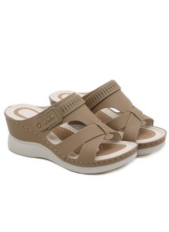 Buy Spring And Summer New Comfortable Casual Wedges To Wear Sandals Outside The Beach Brown in UAE