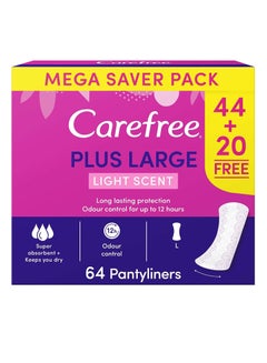 Buy Carefree Daily Panty Liners, Large, Light Scent, Pack of 64 in UAE