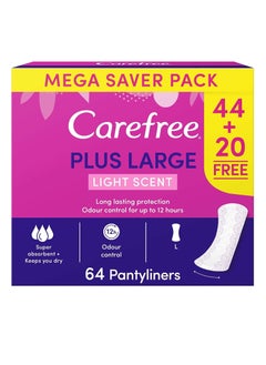 Buy Carefree Daily Panty Liners, Large, Light Scent, Pack of 64 in UAE