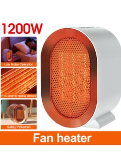 Buy 1200W Electric Heater, Portable Ceramic Fan Heater Low Energy Silent with 2 Adjustable Thermostat Overheat & Tip Over Protection, Heater for Home, Bathroom, Bedroom, Living Room, Office in UAE