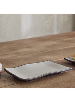 Buy Home Box Mocha Mist Melemine 2-Tone Serving Platter 27 x 2.5 x 16 cm in UAE