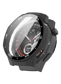 اشتري حافظة صلبة من PC لجهاز Huawei Watch GT5 Pro بحجم 46 مم مع واقي شاشة زجاجي مقسى متوافق مع غطاء واقي لحافة الحماية وطبقة فيلم حساسة للمس (أسود) في الامارات