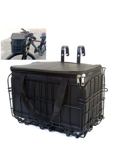 اشتري Bike Basket With Foldable Design, Large Capacity, Easy Install, Waterproof Inner Bag, Black 13.3x7.8x8.6 in في السعودية