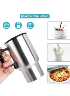 Buy Steel Travel Outdoor Electric Mug 12 V Car Charging Electric Kettle Travel Coffee Mug Cup Heated Thermos 450 Ml in UAE