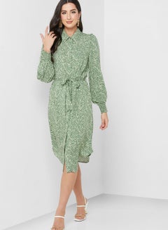 Buy Belted Button Down Shirt Dress in UAE