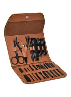 Buy Sailunte Manicure Set, Professional Stainless Steel Pedicure Nail Clipper Tools Kit with PU Leather Folding Case，Women Men Scissors Cutter Set，16 In 1 Travel Grooming Care Tool Kits in UAE