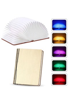 اشتري Folding Book Light, Portable LED Wooden Light 5 Colors USB Bedside Night Creative Lighted Suitable for Bedroom Reading Home and Office Decoration Gift (White Maple Wood, 17x14x2.5 cm) في السعودية