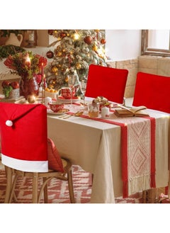 Buy Christmas Chair Covers Set of 6 Christmas Decoration Santa Hat Chair Back Covers for Xmas Dinning Decoration Christmas Restaurant Holiday Festival Party Decor in UAE