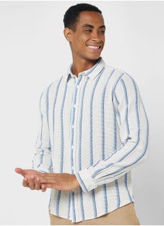 Buy Long Sleeve Seersucker Stripe Shirt in UAE