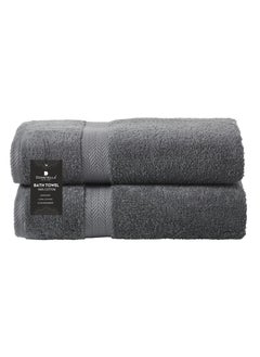 Buy Premium 100 % Combed Cotton 2-Pcs Bath Towel Set (70 X 140 CM) 600 GSM Large Towel, Highly Absorbent, Quick Dry,Best Towel for Bathroom, Spa And Hotel,Dark Grey in UAE