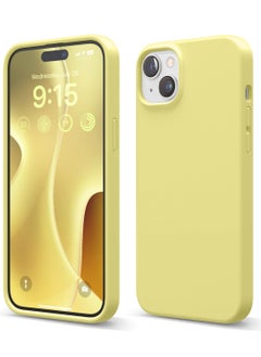 Buy Liquid Silicone for iPhone 15 PLUS Case Cover Full Body Protection, Shockproof, Slim, Anti-Scratch Soft Microfiber Lining - Yellow in UAE