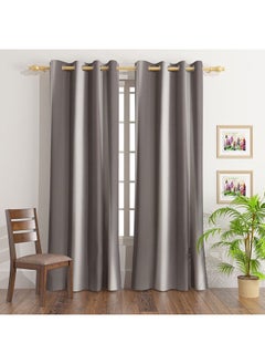 Buy Sera 2-Piece Extra Long Jacquard Blackout Curtain Set 300 x 140 cm in UAE