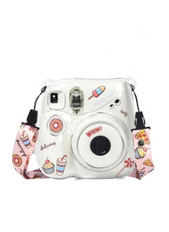 اشتري Fintie Protective Clear Case for Fujifilm Instax Mini 7+ Crystal Hard Shell Cover with Removable Shoulder Strap with Cartoon Decorative Stickers في السعودية