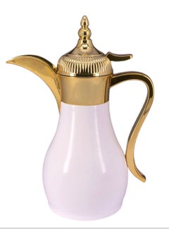 Buy Dallah Arabic Coffee Stainless Steel with a Capacity of 1Liter White/Golden in Saudi Arabia