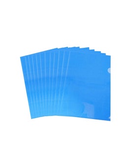 Buy A4 Plastic File, L-Type Folders Project Pockets Clear Paper Document Jacket Sleeve for Office, Paper Storage, Blue (Pack of 12) in UAE