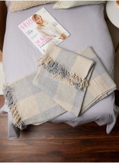 Buy Grey Checkboard Throw in Saudi Arabia