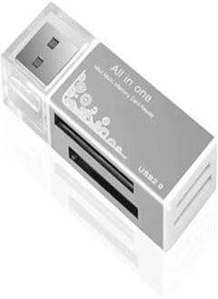 Buy Mini Multi External Memory Card Reader (4 in 1) Supports Memory Cards (MICRO SD - SD Card – M2 – MS PRO DUO) Metal Silver in Egypt