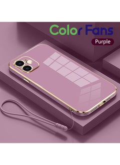 Buy Mobile Phone Case for iPhone 12 Electroplated Protective Case Gold-Purple in Saudi Arabia