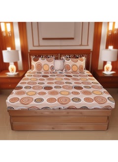 اشتري Status Contract Envogue Cotton Feel Double Bedsheet with 2 Pillow Covers for Bed Room, Home, Hotel-120 GSM (Orange-Brown) في الامارات