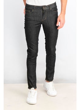 Buy Men Regular Fit Wash Stretchable Denim Jeans, Black in Saudi Arabia