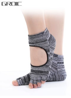 اشتري Yoga Socks for Non-Slip Women Sock Five Toe with Grips Toeless One Size for Yoga, Barre, Pilates, Dance في الامارات