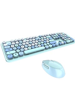 اشتري Mofii Sweet Keyboard Mouse Combo Mixed Color 2.4G Wireless Keyboard Mouse Set Circular Suspension Key Cap for PC Laptop Blue في السعودية