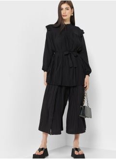 Buy Belted Pleat Detail Paneled Pants in UAE