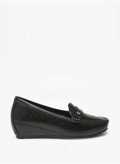 Buy Women's Textured Slip-On Wedge Heel Moccasins in UAE