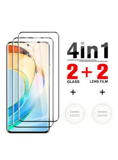 Buy 4 in 1 Full Cover Curved Tempered Glass Screen Protector for Honor X9b with Camera Lens Film in Saudi Arabia