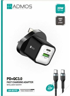 Buy 60W PD 20W USB C-Port QUICK CHARGER ADAPTER Compatible With Multiple Devices in Saudi Arabia